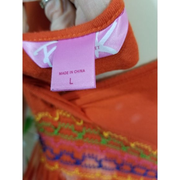Victoria's Secret PINK Top Tunic Orange Tie-Dye haltar v-neck Sz Large - Picture 6 of 8